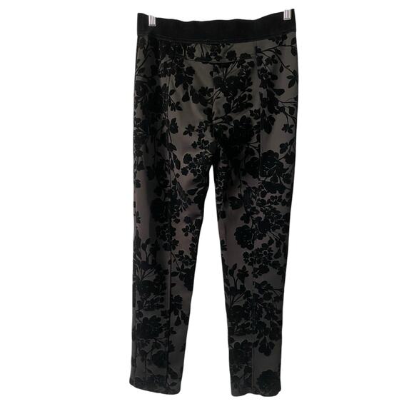 Vintage Liz Claiborne Floral Velvet Burnout Straight Leg Pant Small Black Y2K - Picture 2 of 10
